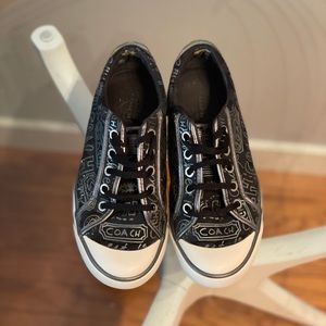 Black and silver Coach sneakers size 6